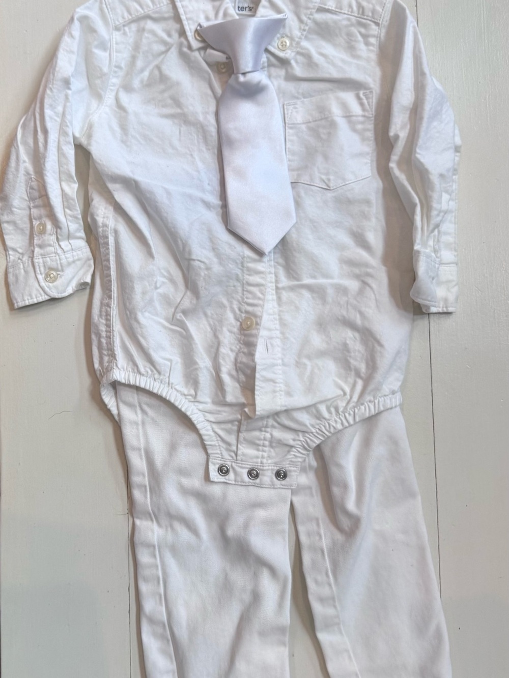 Adorable boy’s baptism outfit